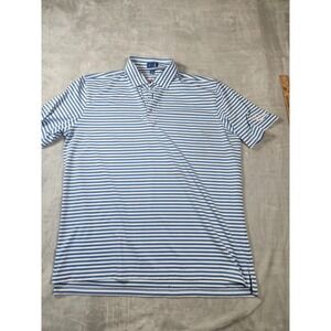 Stitch Golf Polo Shirt Men's 2XL Blue White Striped KenCraft‎ Logo